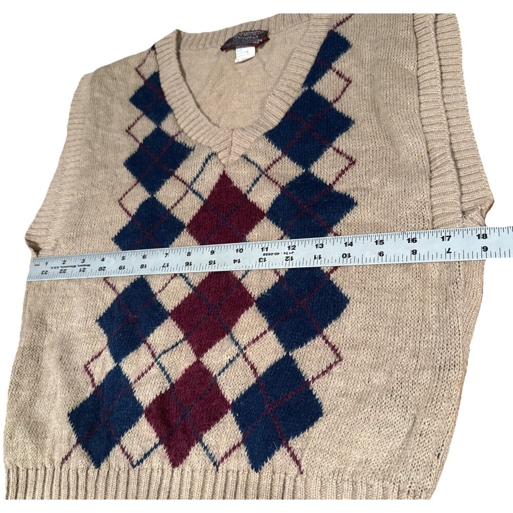 VTG 70/80s Mademoiselle Knitwear Argyle Sweater Vest Size Medium - Picture 5 of 7